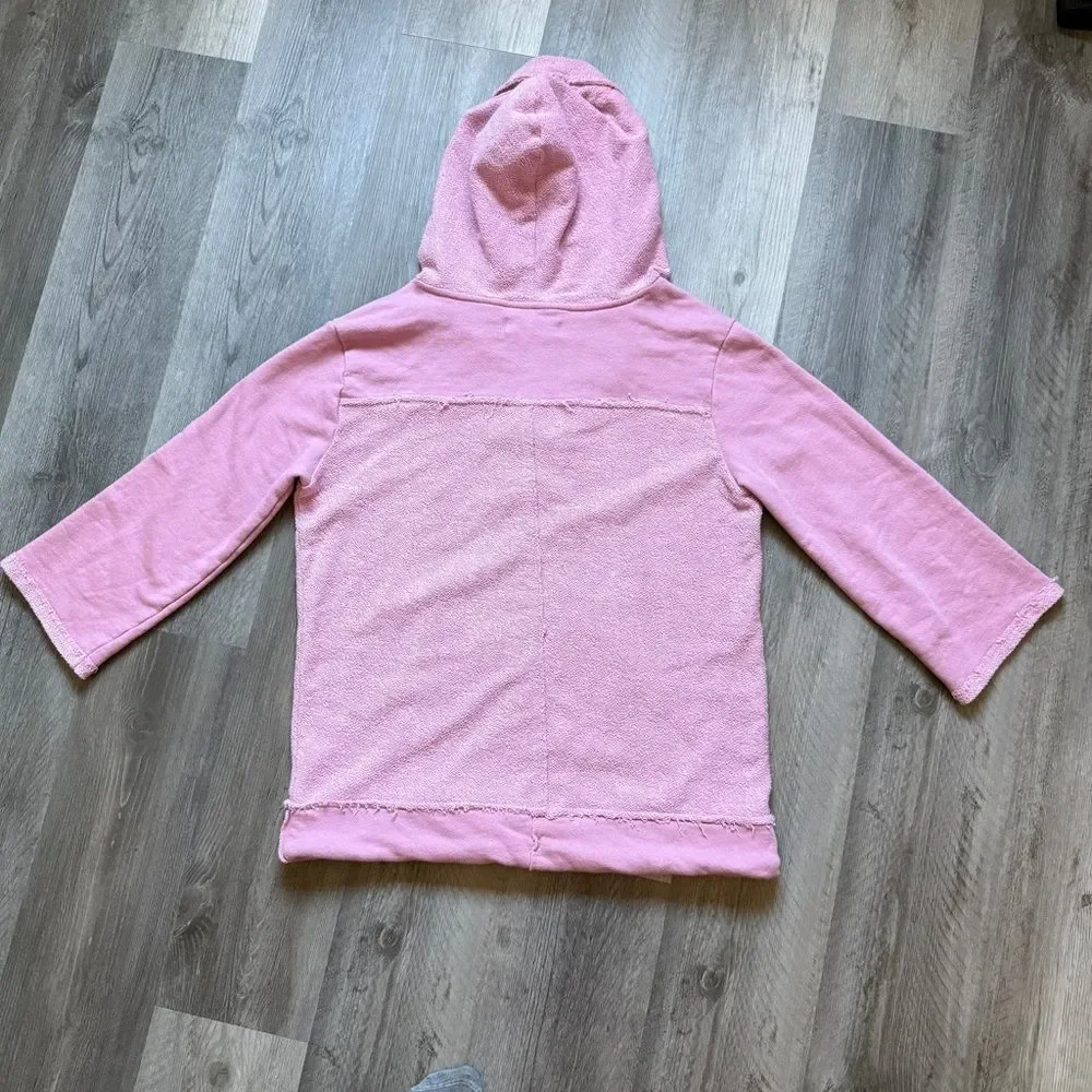 Free People Oversized Terry Hooded Sweatshirt XS Purple Vacation Boho